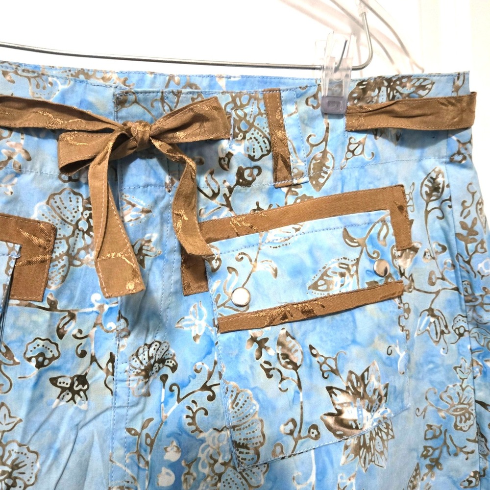 Floral Batik Cargo Mini Skirt Cotton Boho Casual Size‎ L Santiki Women - Picture 3 of 8